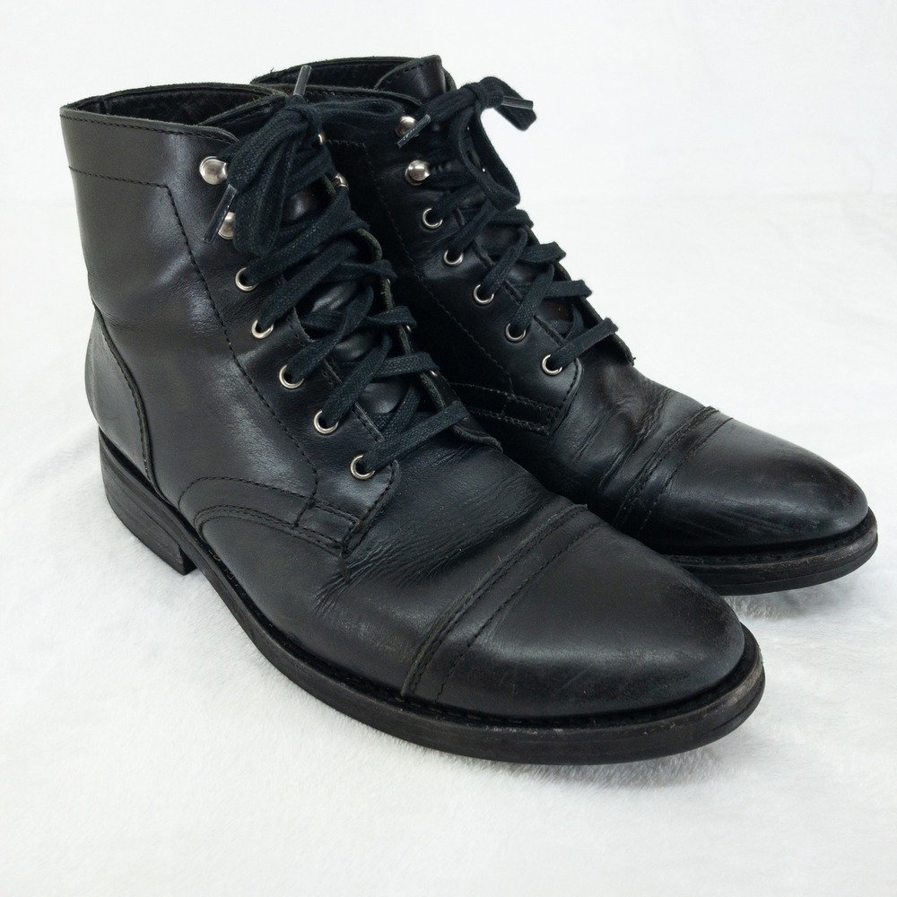 Thursday Boot Company Captain Boots Mens 9.5 Black Leather Cap Toe Hand Made